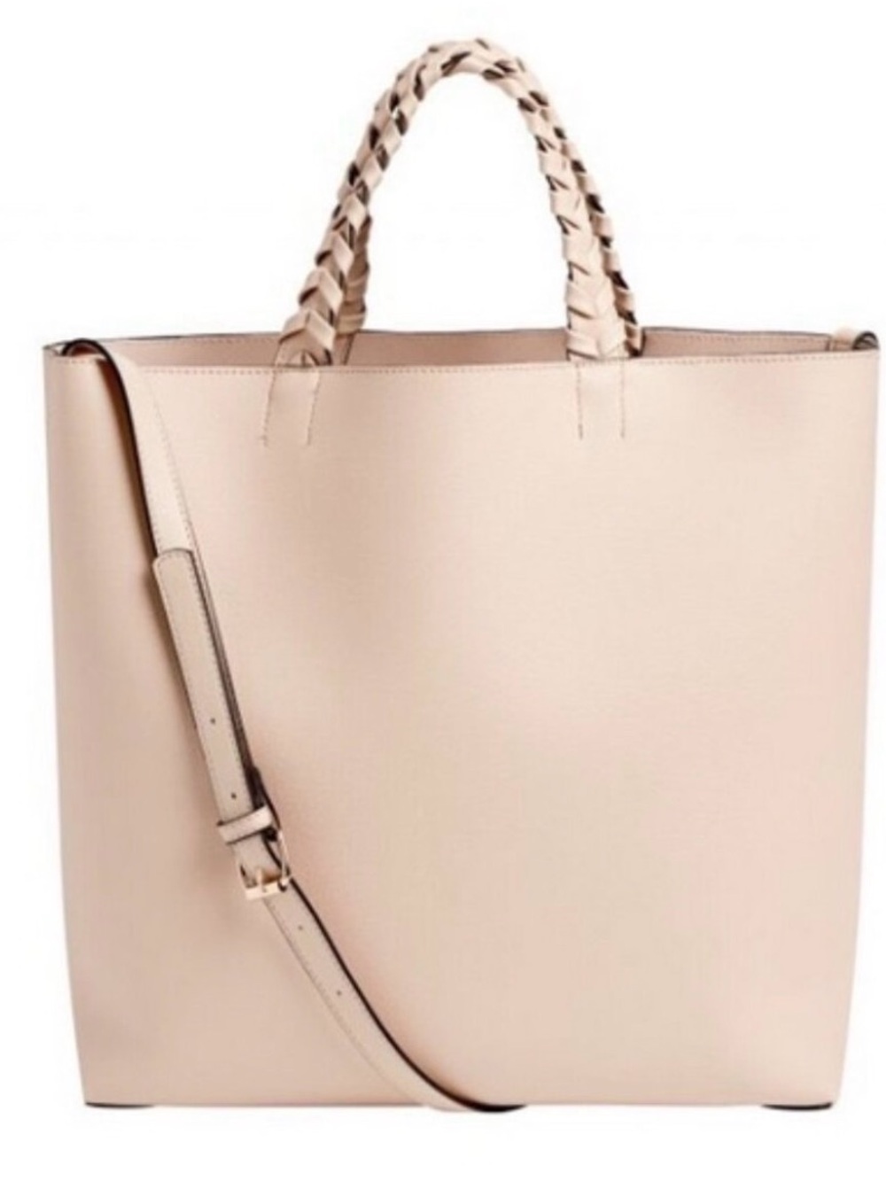 Jules Kae Vegan Leather Beige Tote With Crossbody Strap